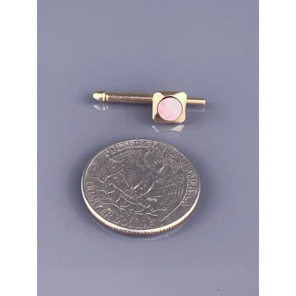 Single Black MOP Pearl Gold Tone Tuxedo Shirt Stud Swank Square Vintage